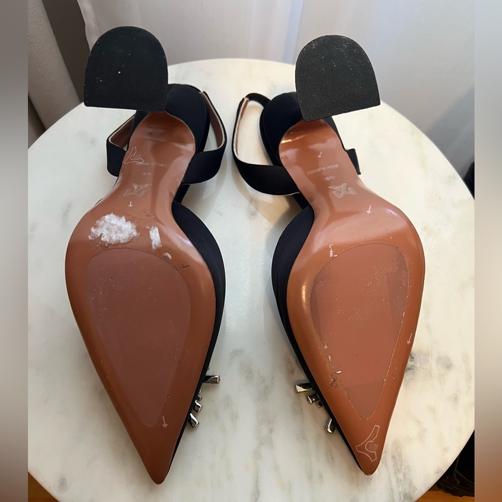 Amina Muaddi Black Satin Begum size 39